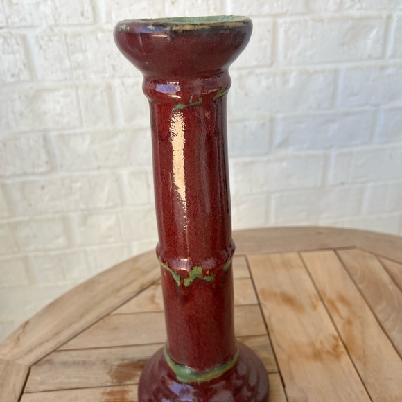 Set of 3 - Vintage - Red Glazed Bamboo Candle Stick Holders - Picture 10 of 11